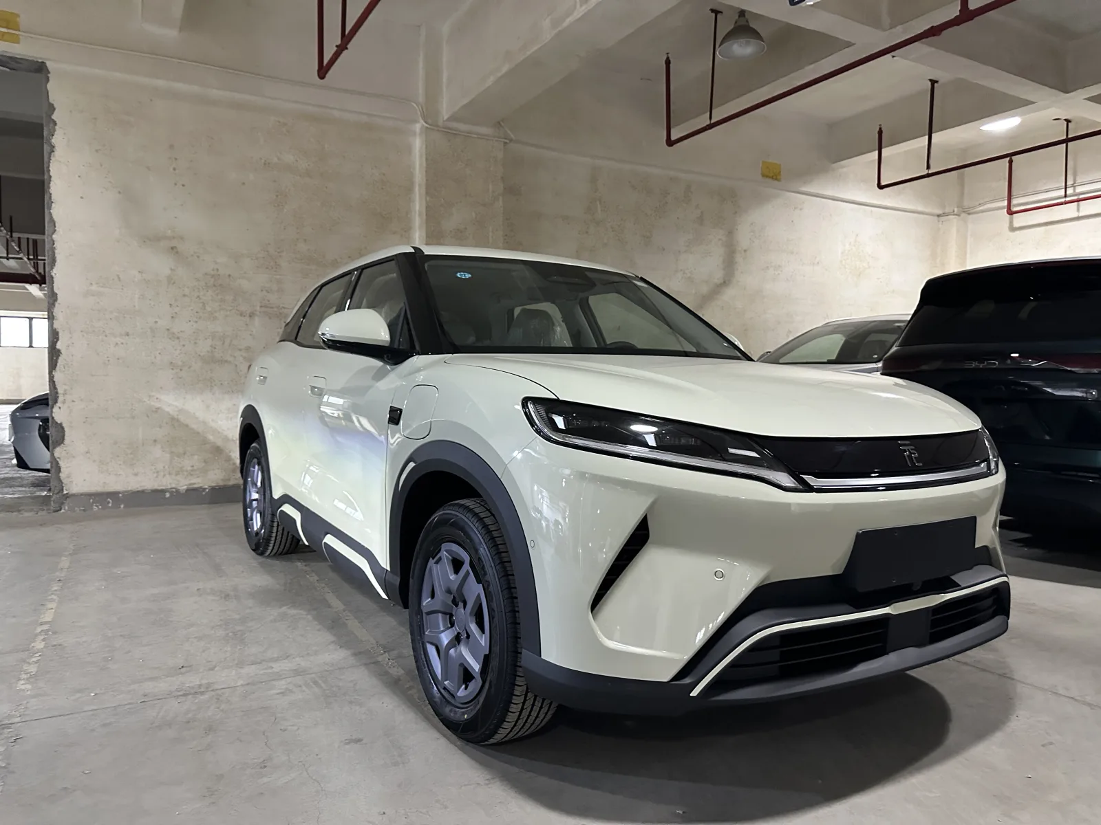 BYD Yuan UP front three-quarter view in vehicle storage