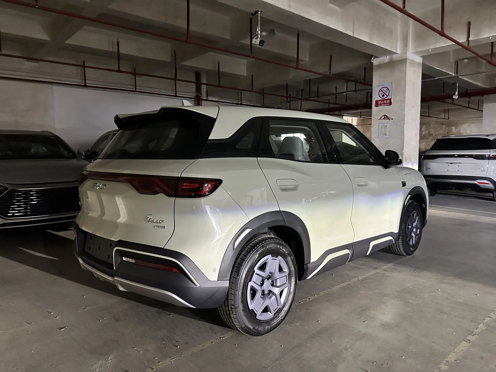 BYD Yuan UP rear three-quarter view in vehicle storage
